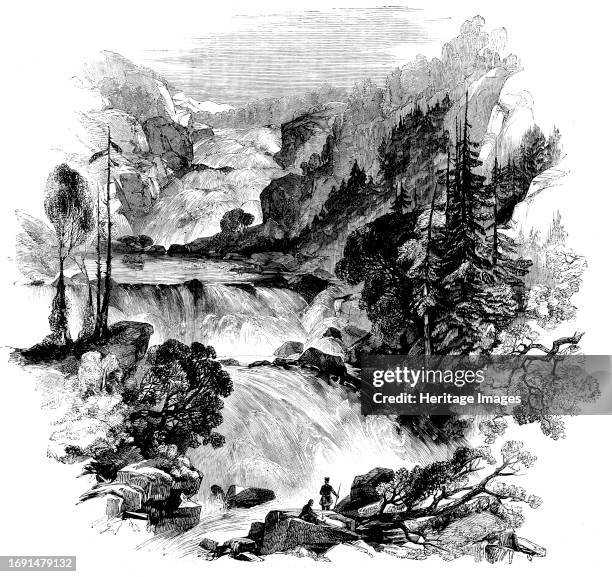 The Canadian Red River Exploring Expedition - Great Falls on Little Dog River, at Great Dog Portage, 1858. 'The Falls in the accompanying Sketch, by...