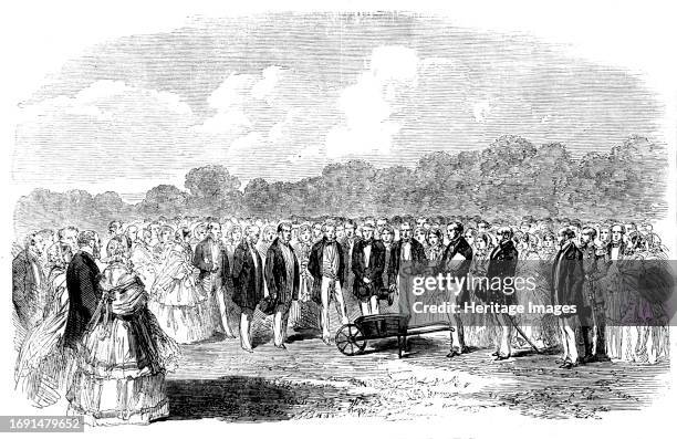 Turning the First Turf of the Ceylon Railway, 1858. Engraving from a photographs by Mr. Parting, of a ceremony performed '...by his Excellency Sir...