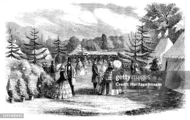 The Towcester Flower Show, 1858. 'The pleasant little market-town of Towcester, in Northamptonshire, has recently been enlivened by a floral and...