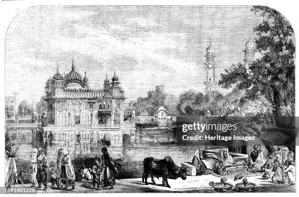 Sikh Temple in Umritzir [India] - from a drawing by W. Carpenter, Jun., 1858. 'Umritzir, the religious capital of the Sikh people, was first...