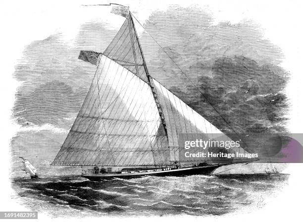 The "Christopher Columbus" Cutter, 45 Tons, in which Mr. Webb recently crossed the Atlantic, 1858. 'The cutter sailed from New York on the 19th of...