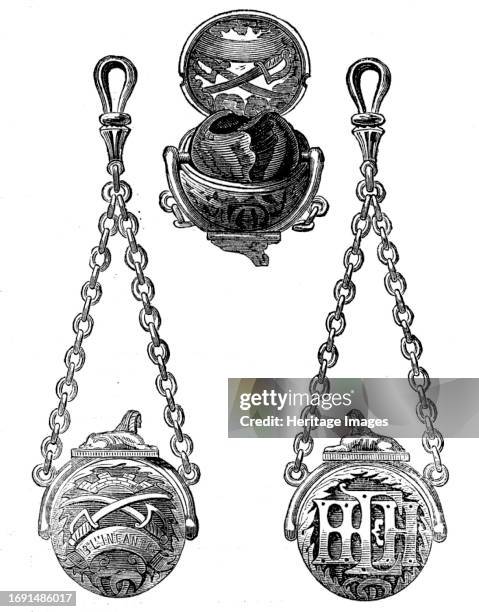 Souvenir of the Mutiny in India, 1858. Pendant of a waistcoat-chain commemorating '...the extraordinary escape of Lieutenant Henry Edward Hall...On...