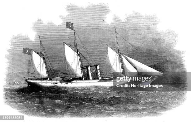 The Pacha of Egypt's Steam-yacht "Said", 1858. Engraving from a Sketch by Mr. W. Woods, Etam-terrace, St. George's-hill, Liverpool. 'The iron screw...