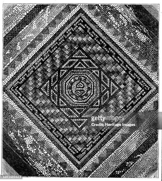 Tesselated Roman Pavement at Dorchester, 1858. '...a very beautiful and perfect Roman pavement was discovered [in the grounds of the County Prison]....