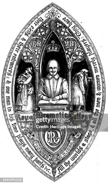 Great Seal for the Royal Dramatic College by John Leighton, 1858. 'The design for the Great Seal of the Royal Dramatic College, which we engrave, is...