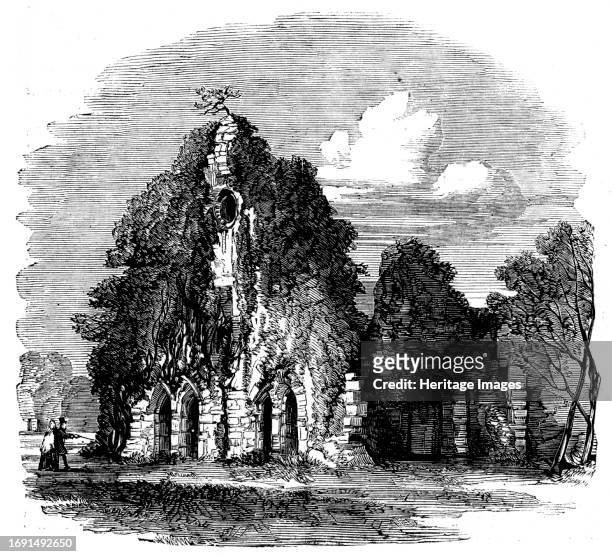 Waverley Abbey, Surrey - from a photograph by Mr. Liddiard, of Farnham, 1858. '...the ruins of Waverley Abbey...stand on a broad green meadow, round...
