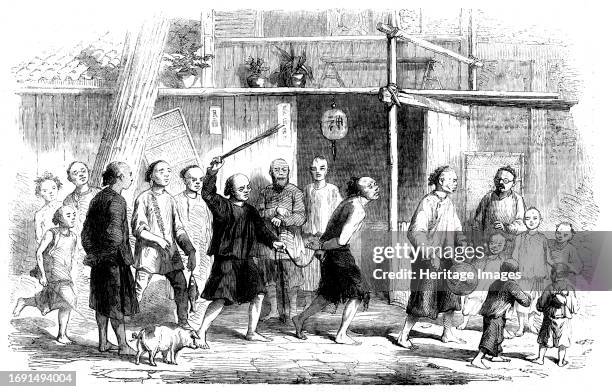 Sketches in China - a Thief whipped through the Streets of Canton, 1858. Engraving of a sketch '...received by the last Overland Mail from our...