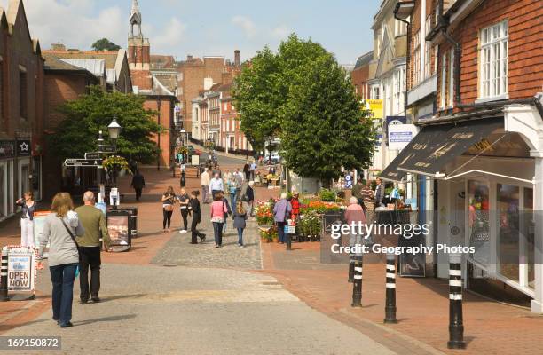 Pedestrian shoppers Cliffe High Street, Lewes, East Sussex, England.