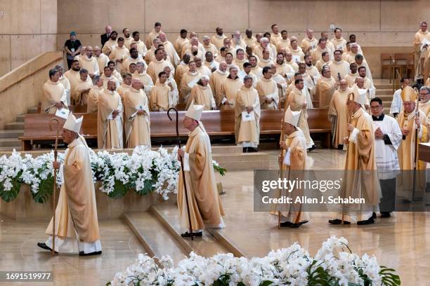 Los Angeles, CA From left: New Auxiliary Bishops for the Archdiocese of Los Angeles Albert Bahhuth, for the San Fernando Region, Matthew Elshoff, for...