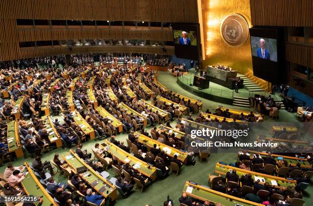 President Joe Biden addresses the General Debate of the 78th session of the United Nations General Assembly at the United Nations headquarters on...