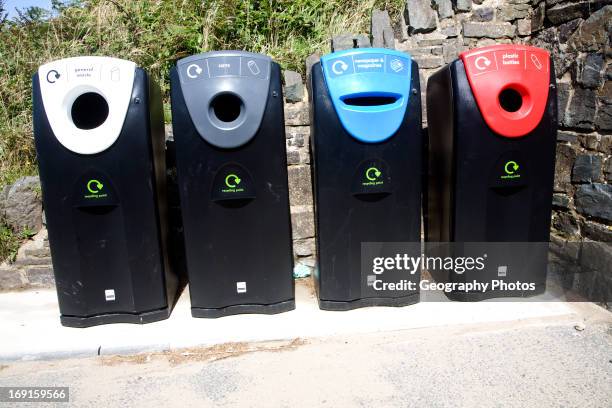 Four recycling bins for sorted refuse collection News Photo - Getty Images