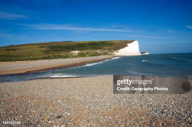 Chalk cliffs of the Seven Sisters from Cuckmere river mouth, East Sussex, England