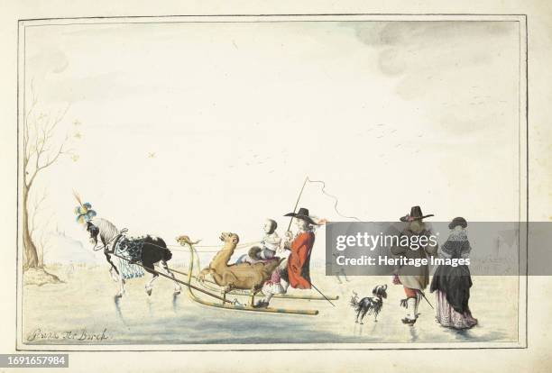 Sleigh on the ice, after 1656With Zwolle in the background and the Agnietenberg on the left. Creator: Gesina ter Borch.