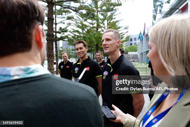 Field Umpires and Grand Final debutants, Robert Findlay and Hayden Gavine speak to the media during the 2023 Grand FInal Umpires Announement at AFL...