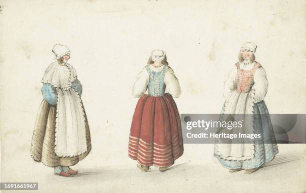 Three women standing, circa 1646Creator: Gesina ter Borch.