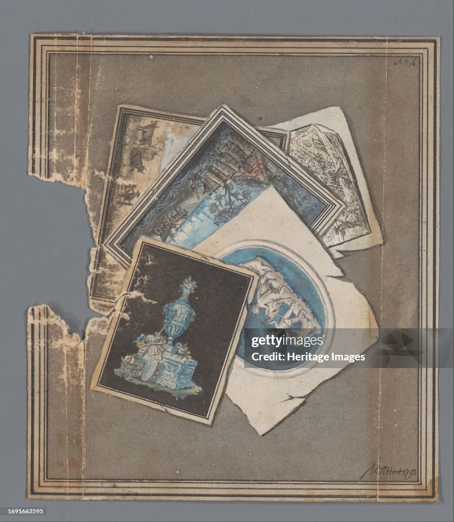 Trompe Loeil With Five Drawings And Prints