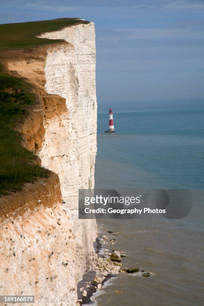 Beachy Head lighthouse and chalk cliffs, East Sussex, England