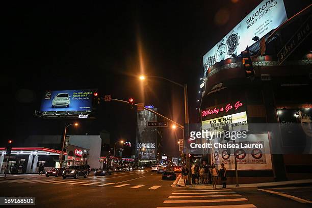 View of the Marquee honoring the death of Ray Manzarek of the Doors at Whisky a Go Go on May 20, 2013 in West Hollywood, California.