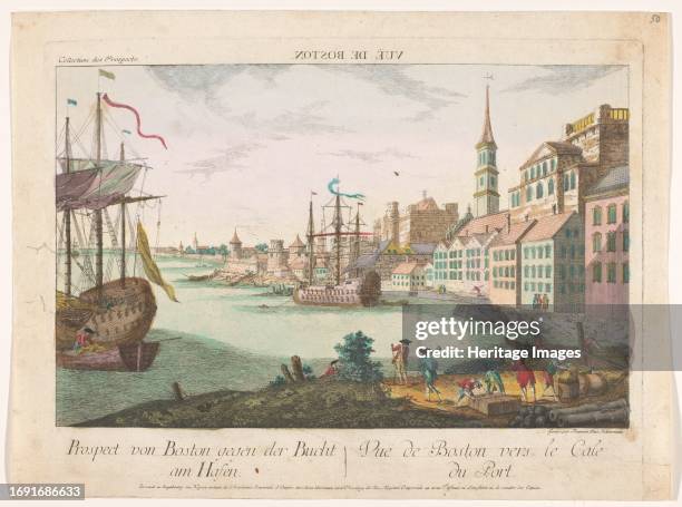 View of the harbour in Boston, 1755-1779. Creator: Franz Xavier Habermann.