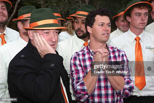 Director of Fleming's nurseries Wes Fleming , Garden Designer Phillip Johnson await the result at the Trailfinders Australian Garden before winning...