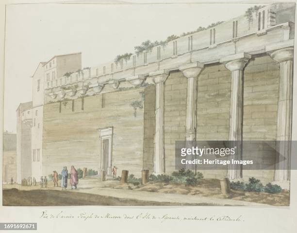 View of the old Temple of Athena on the island of Syracuse, 1778. Drawing from the album 'Voyage to Italy, Sicily and Malta'. Creator: Louis Ducros.