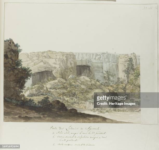 Part of Latomia caves at Syracuse, 1778. Drawing from the album 'Voyage to Italy, Sicily and Malta'. Creator: Louis Ducros.