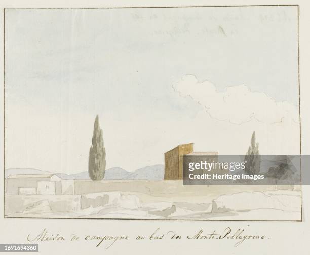 Country house at the foot of Mount Pellegrino, 1778. Drawing from the album 'Voyage to Italy, Sicily and Malta'. Creator: Louis Ducros.