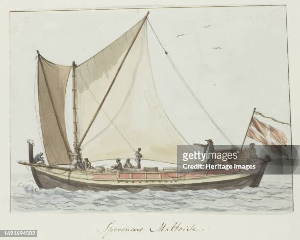 Speronare ship from Malta, 1778. Drawing from the album 'Voyage to Italy, Sicily and Malta'. Creator: Louis Ducros.