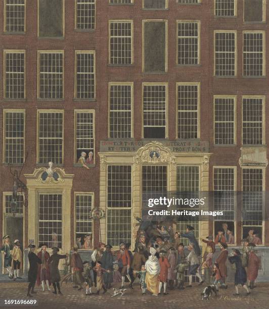 Jan de Groot's bookshop and lottery office in the Kalverstraat in Amsterdam, 1758-1843. Creator: Anon.