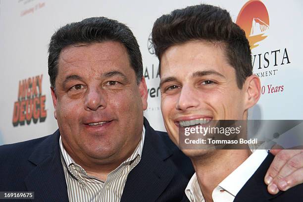 Actors Steve Schirripa and Ken Baumann attend the "Nicky Deuce" Los Angeles premiere held at ArcLight Hollywood on May 20, 2013 in Hollywood,...