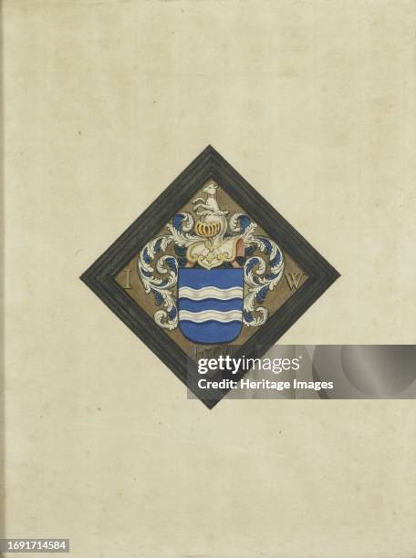 The coat of arms of the de Witte family, after a diamond-shaped mourning board with the initials I W on both sides of the shield and the year 1590,...