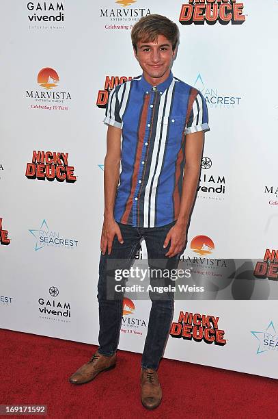 Actor Lucas Cruikshank arrives at the premiere of Nickelodeon's 'Nicky Deuce' at ArcLight Cinemas on May 20, 2013 in Hollywood, California.