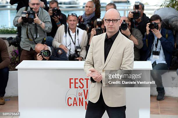 Director Steven Soderbergh attends the photocall for 'Behind the Candelabra' during the 66th Annual Cannes Film Festival at Palais des Festivals on...