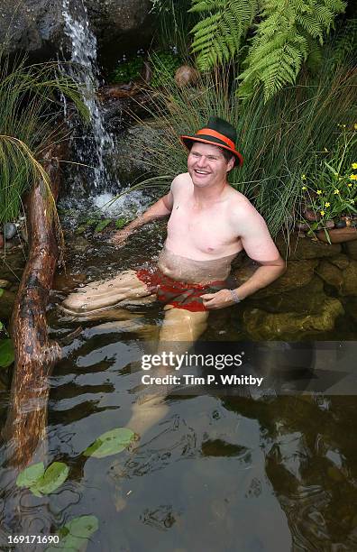 Volunteer Tim Wilkinson celebrating at the Trailfinders Australian Garden winning the gold medal and Best in Show at the Chelsea Flower Show 2013 at...