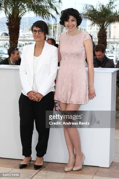 Director Chloe Robichaud and actress Fanny Laure Malo attend the 'Sarah Prefere La Course' Photocall during The 66th Annual Cannes Film Festival at...