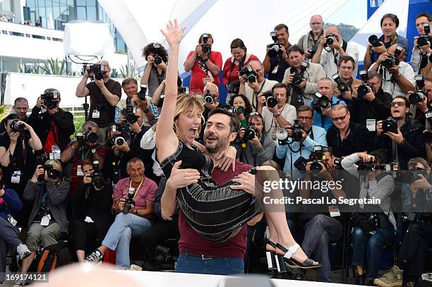 Actor Filippo Timi and director Valeria Bruni Tedeschil attend the 'Un Chateau En Italie' Photocall during The 66th Annual Cannes Film Festival at...