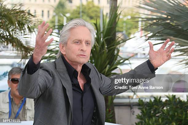 Michael Douglas attends the photocall for 'Behind the Candelabra' during the 66th Annual Cannes Film Festival at Palais des Festivals on May 21, 2013...