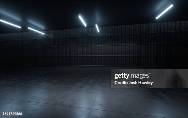 3d rendering architectural background - empty warehouse stock pictures, royalty-free photos & images