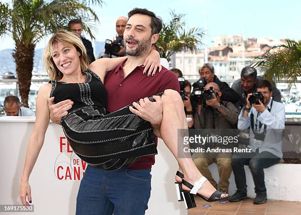 Actor Filippo Timi and director Valeria Bruni Tedeschi attend the 'Un Chateau En Italie' Photocall during The 66th Annual Cannes Film Festival at the...
