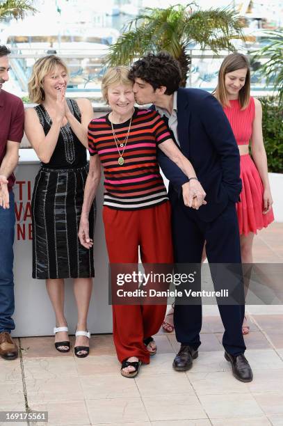 Director Valeria Bruni Tedeschi, actress Marisa Borini and actor Louis Garrel attend the photocall for 'Un Chateau En Italie' during The 66th Annual...