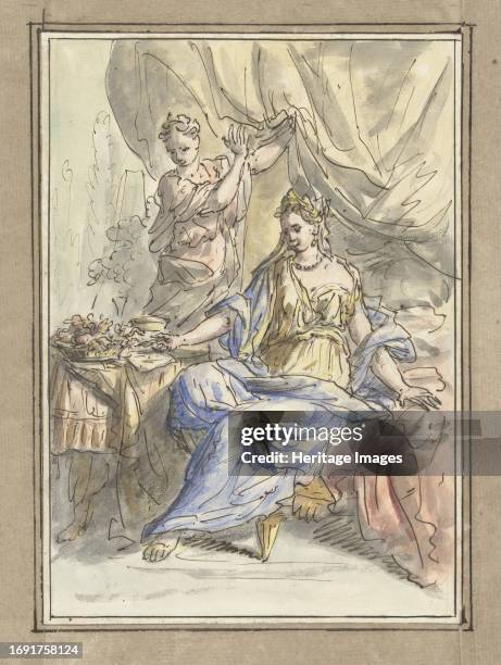 Cleopatra, 1677-1755. Design for a painting. Creator: Elias van Nijmegen.