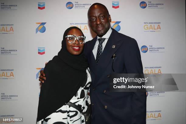 Sanovia Guillory and Dr. Yusef Salaam attend the 70th Anniversary Gala Celebrating Seven Decades Of Connecting Africa to America at Cipriani 42nd...