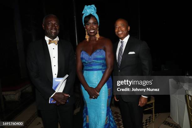 Kofi Appenteng, Bozoma Saint John and Mayor Eric Adams attend the 70th Anniversary Gala Celebrating Seven Decades Of Connecting Africa to Americaat...