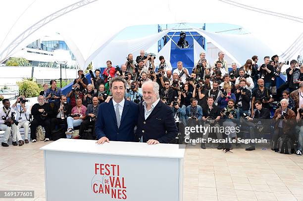 Director Paolo Sorrentino and actor Toni Servillo attend the 'La Grande Bellezza' Photocall during The 66th Annual Cannes Film Festival at the Palais...