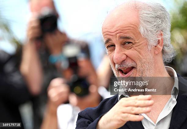 Actor Toni Servillo attends the 'La Grande Bellezza' Photocall during The 66th Annual Cannes Film Festival at the Palais des Festivals on May 21,...