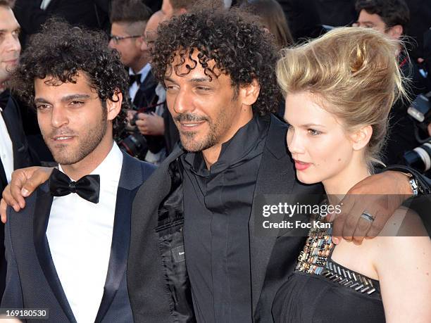 Guest, Tomer Sisley and Margot Bancilhon attend the Premiere of 'Blood Ties' during the 66th Annual Cannes Film Festival at the Palais des Festivals...