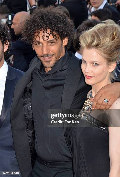 Tomer Sisley and Margot Bancilhon attend the Premiere of 'Blood Ties' during the 66th Annual Cannes Film Festival at the Palais des Festivals on May...