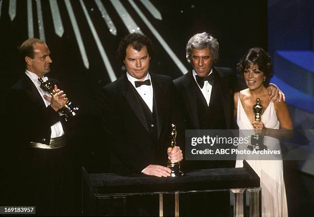 Broadcast Coverage - Airdate: March 29, 1982. L-R: PETER ALLEN, CHRISTOPHER CROSS, BURT BACHARACH AND CAROLE BAYER SAGER, BEST ORIGINAL SONG WINNERS...