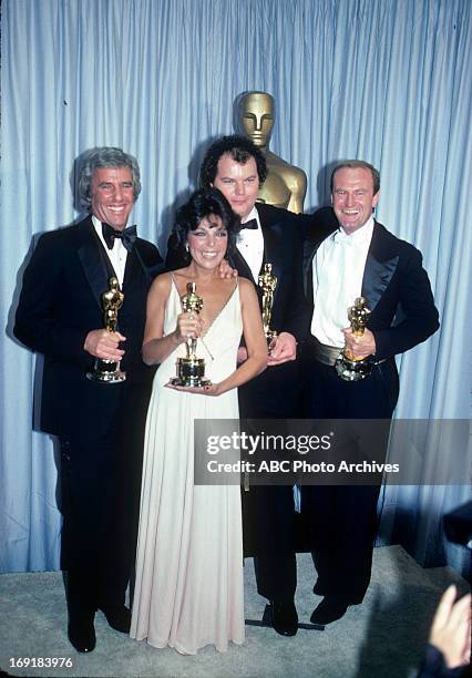 Backstage Coverage - Airdate: March 29, 1982. L-R: BURT BACHARACH, CAROLE BAYER SAGER, CHRISTOPHER CROSS AND PETER ALLEN, BEST ORIGINAL SONG WINNERS...