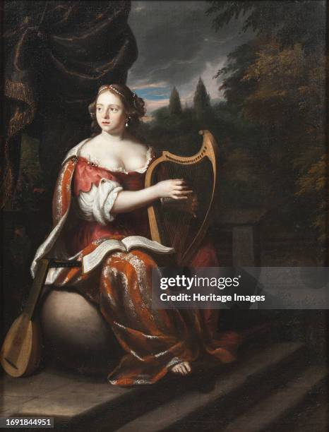 Lady Playing the Harp, circa 1700. Creator: Martin Mytens the elder.
